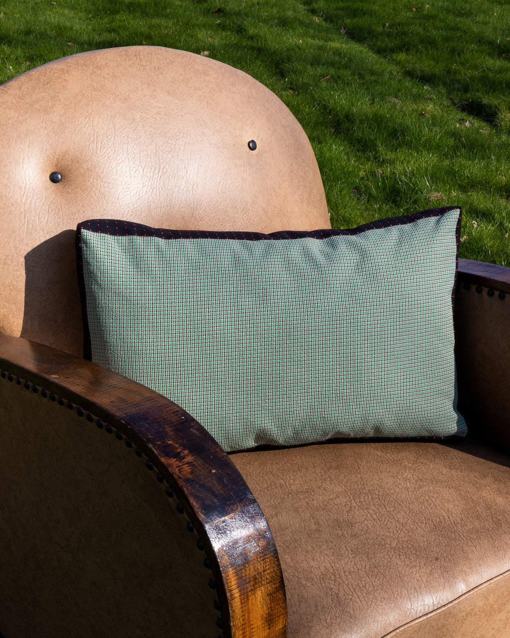 Pillow made from designer fabrics, deadstock fabrics, vintage fabrics, antique fabrics. Walter Van Beirendonck fabric.